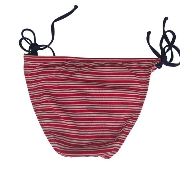 Womens XS Red White Striped Bikini Bottom Navy Tie Sides - Picture 3 of 5